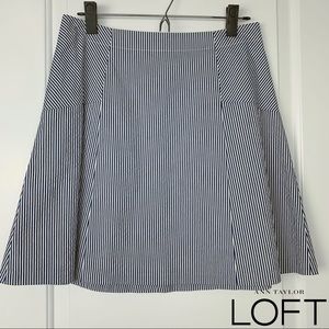 NWOT! LOFT 8P blue mini stripe A-line skirt